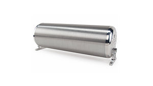 18" FLO Tank - (2) 1/4", (2) 3/8", (1) 1/8" end ports, & (1) 1/8" drain port - 18"L x 6" D x 6 3/4"H - Raw end caps with brushed tube (Includes two mounting brackets)