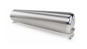 28" FLO Tank - (2) 1/4", (2) 3/8", (1) 1/8" end ports, & (1) 1/8" drain port - 28"L x 6" D x 6 3/4"H - Raw end caps with brushed tube (Includes two mounting brackets)