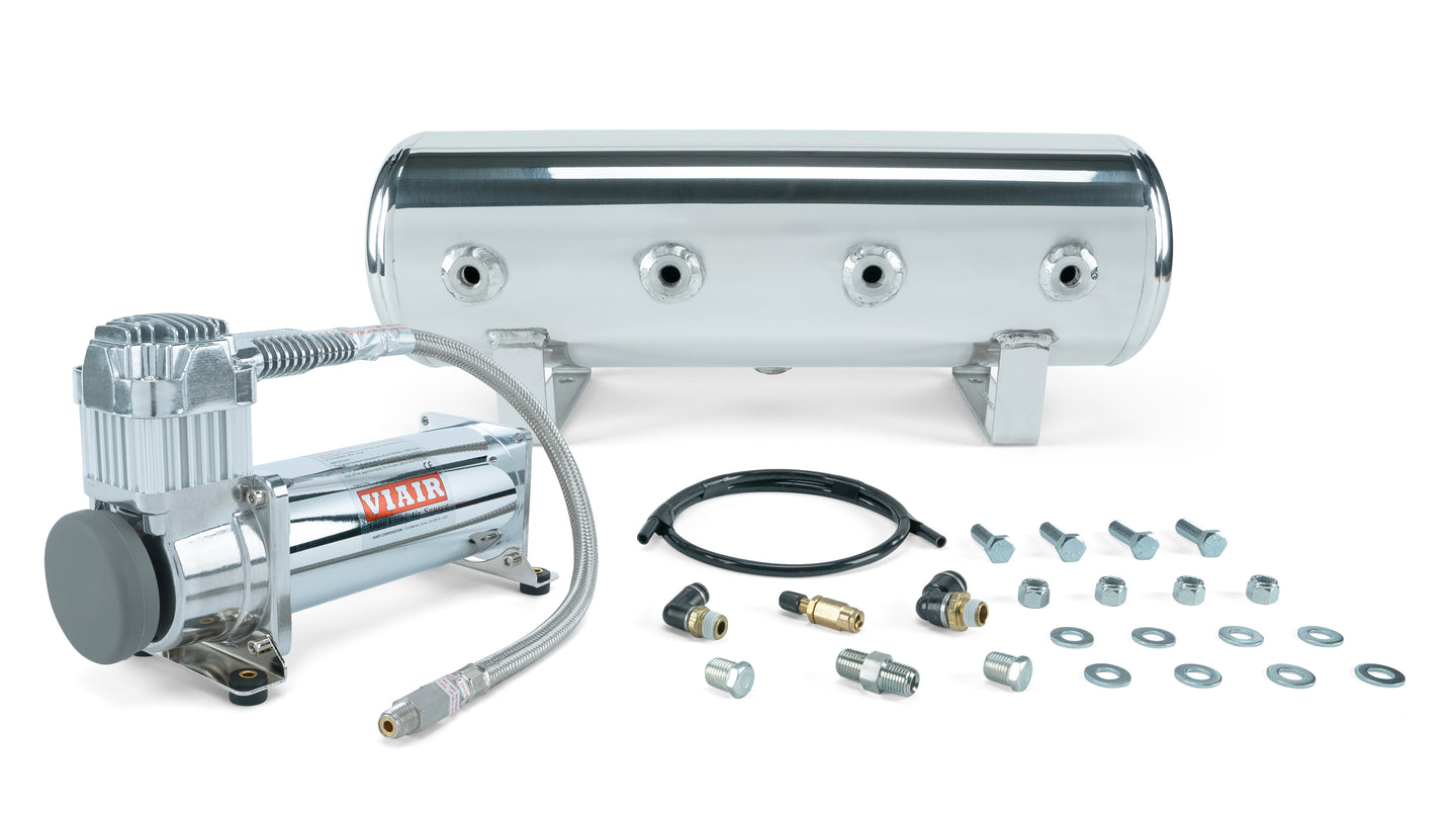 2.5 Gal. Polished Tank w/ Viair 444c chrome compressor, 1/4