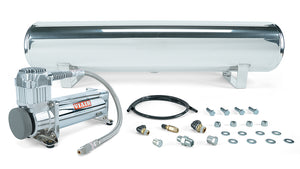 4 Gal. Polished Tank w/ Viair 444c chrome compressor, 1/4" & 3/8" fittings & tank mounting hardware